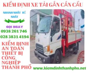 Hình ảnh kiểm định xe tải gắn cần cẩu