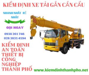 Hình ảnh kiểm định xe tải gắn cần cẩu