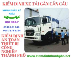 Hình ảnh kiểm định xe tải gắn cần cẩu