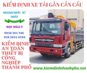 Hình ảnh kiểm định xe tải gắn cần cẩu