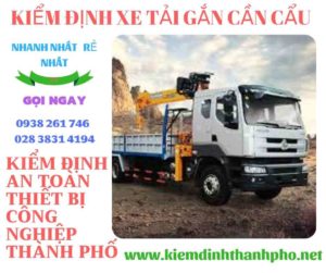 Hình ảnh kiểm định xe tải gắn cần cẩu