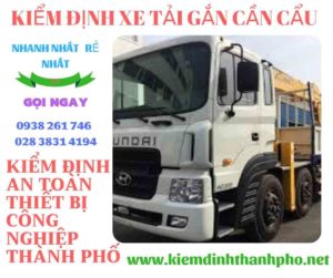 Hình ảnh kiểm định xe tải gắn cần cẩu