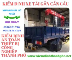 Hình ảnh kiểm định xe tải gắn cần cẩu