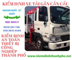 Hình ảnh kiểm định xe tải gắn cần cẩu