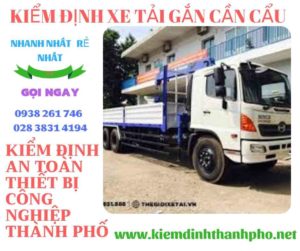 Hình ảnh kiểm định xe tải gắn cần cẩu