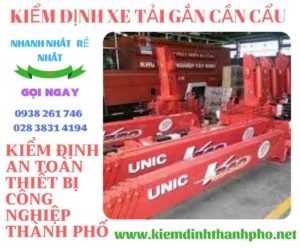 Hình ảnh kiểm định xe tải gắn cần cẩu