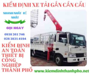 Hình ảnh kiểm định xe tải gắn cần cẩu