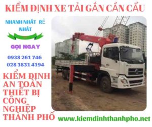 Hình ảnh kiểm định xe tải gắn cần cẩu