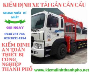 Hình ảnh kiểm định xe tải gắn cần cẩu