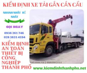 Hình ảnh kiểm định xe tải gắn cần cẩu